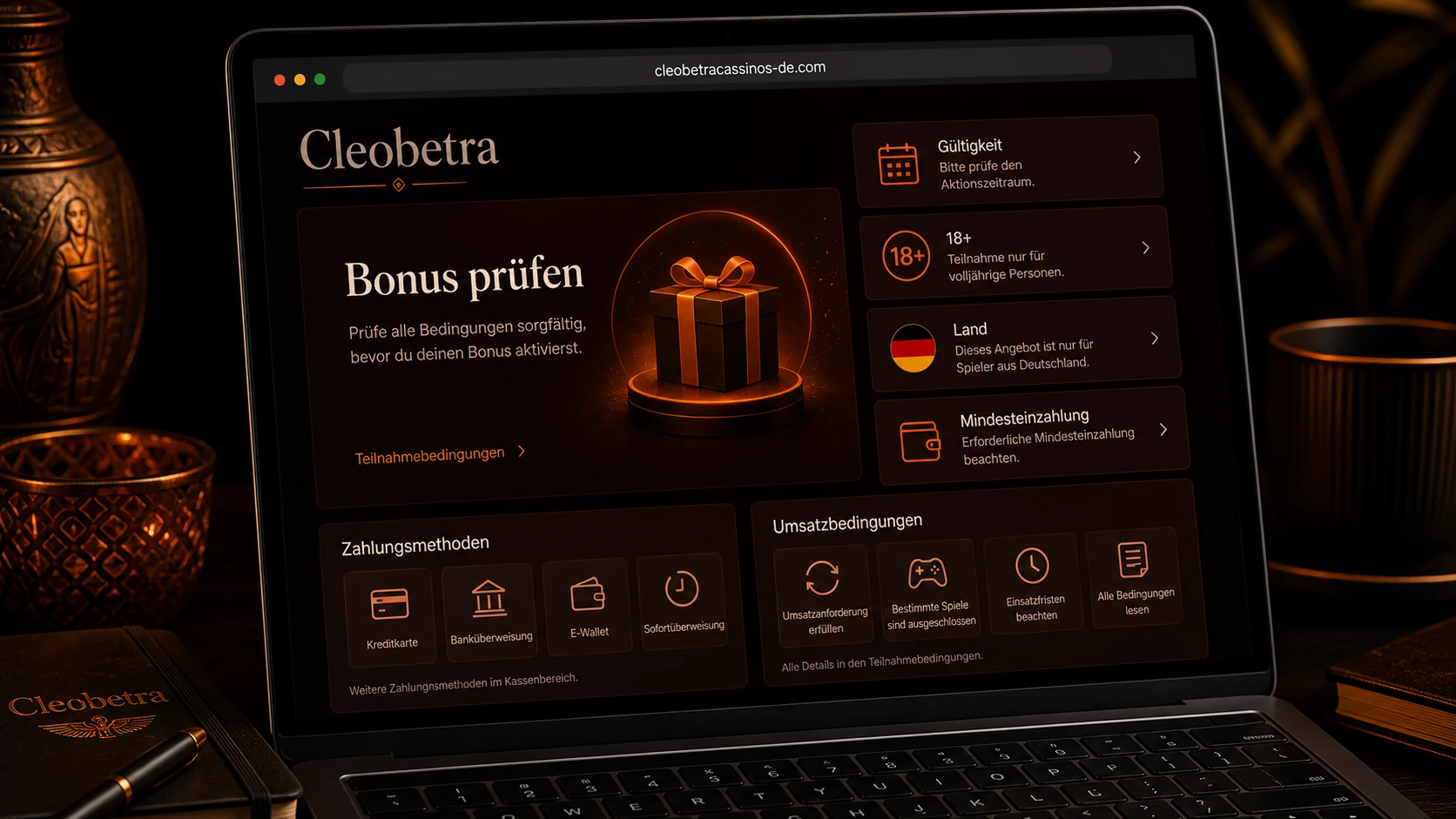 Cleobetra Bonus vor der Teilnahme prüfen